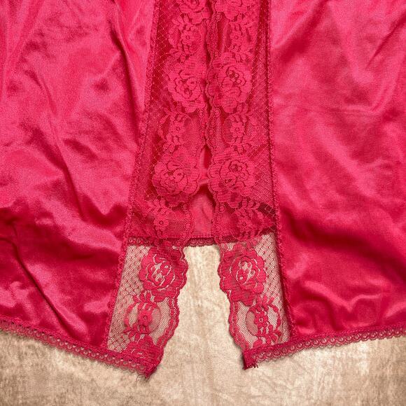 Floral Lace Babydoll Open Front Lingerie Cami Top Sheer Tie Closure Pink Red - Picture 4 of 5